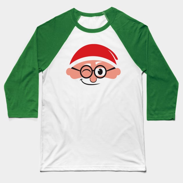 Santa Face Baseball T-Shirt by Malchev